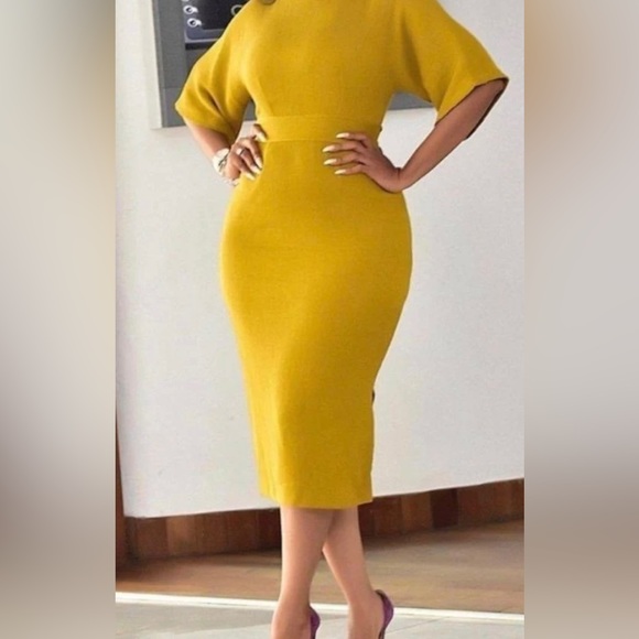 Yellow Bodycon Dress - Picture 1 of 3